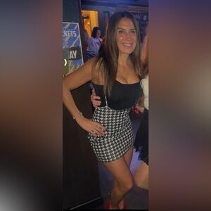 Houndstooth Black and White Ruffled Dress